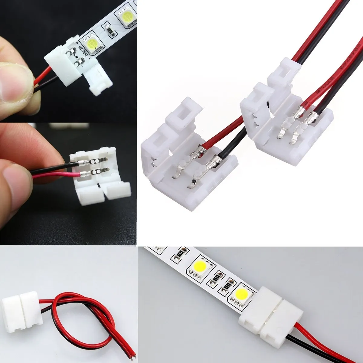 10x провода с 8 мм 2 Pin Аксессуары адаптер на 1 конец для 3528 5050 один Цвет Светодиодные