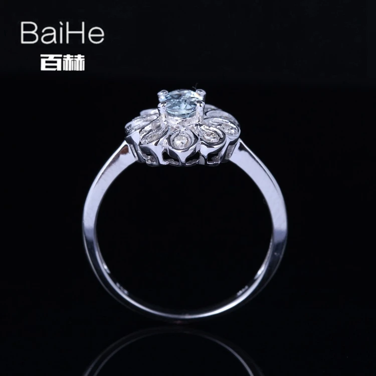 BAIHE Стерлинговое Серебро 925 0.362ct Сертифицированный морской синий безупречный овальный вырез Натуральный аквамарин женские модные ювелирные изделия уникальное кольцо