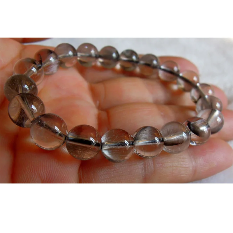 Natural Silver Brookite Rutilated Quartz Stretch Bracelet Round Beads 9mm | Украшения и аксессуары