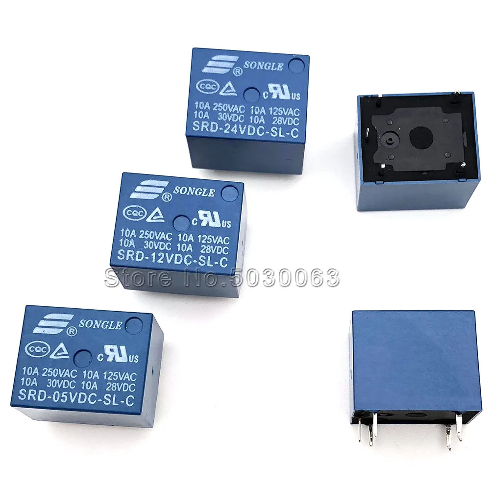 2 шт./лот 5pin SRD-05V/12 В/09 в/24VDC-SL-C реле Songle 5 футов 10A высокий ток T73 пять pin 5P |