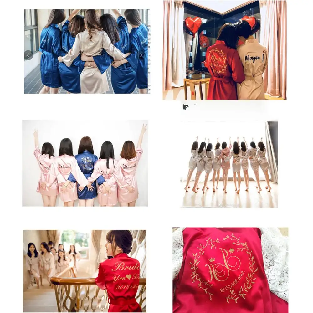 

CAVME 2020 Wedding Free Custom Robe Lace Satin Robes for Women Summer PLUS SIZE Kimono Robe 2 Length