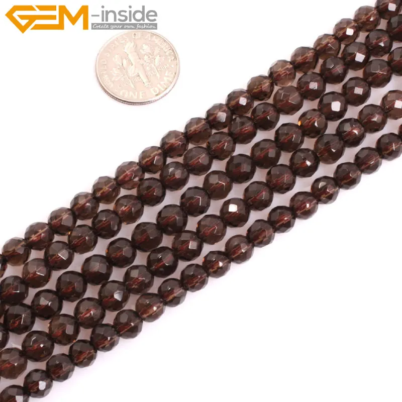 Круглый натуральный граненый дымчатый кварц класса AAA бусины для изготовления