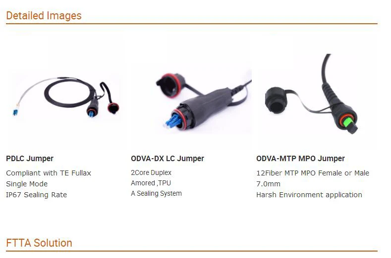Открытый IP67 ODVA-LC-ODVA-LC дуплексный 1 м FTTA волоконный патч-корд, SM, G657A1, 7,0 мм, 2 ядра, LSZH Куртка+ ODVA LC DX волоконный адаптер