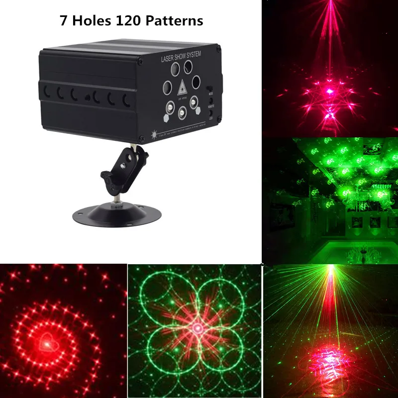 Disco Light 7 beam 120 pattern LED Laser Laser Projector Christmas party DJ light Voice-activated Disco Xmas for wedding