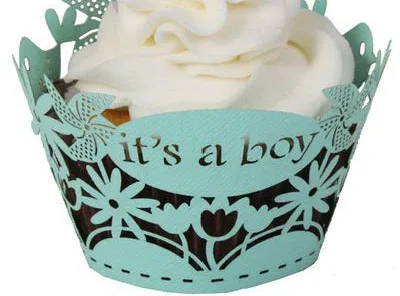 its a boy 12 шт. синий принц Лазерная резка Кекс Обертка маффины чашка торт чехол лайнер для мальчиков на день рождения - Цвет: its a boy