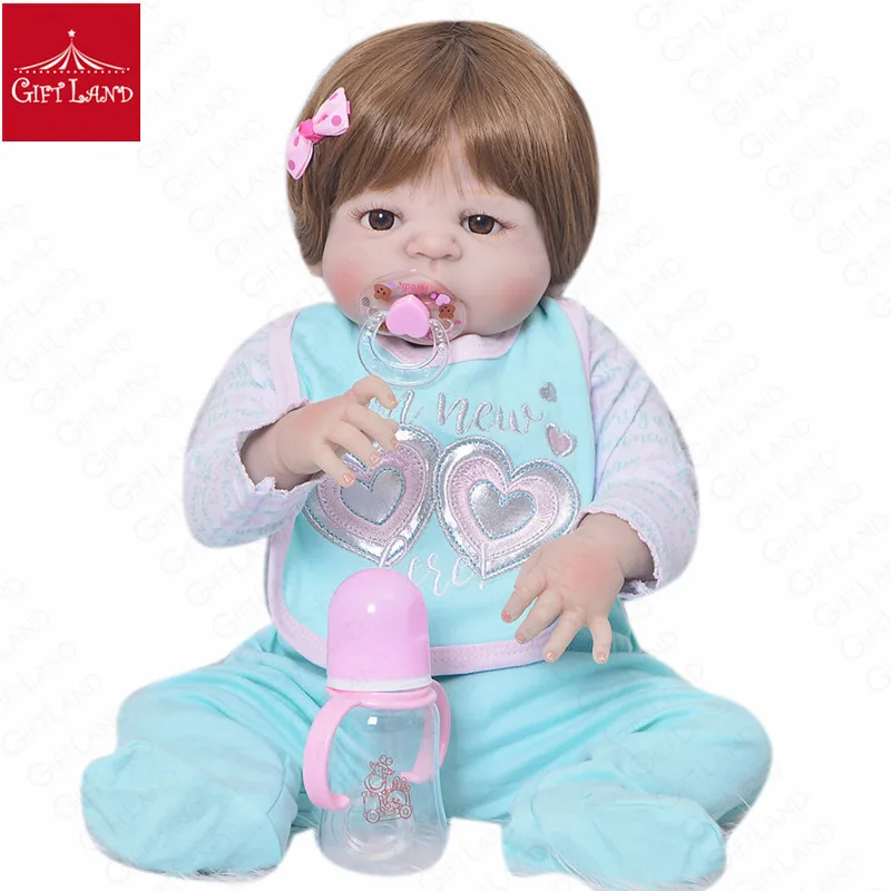 23 дюймов Reborn Baby Doll Bebe полный Силиконовый купать игрушки для детей Bb ручной работы