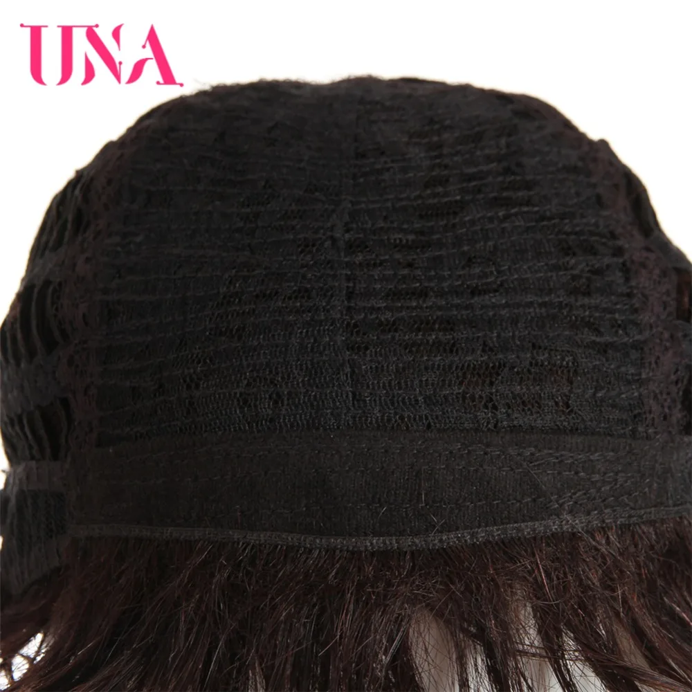 UNA Remy человеческие волосы парики 120% плотность малазийские короткие волнистые 6