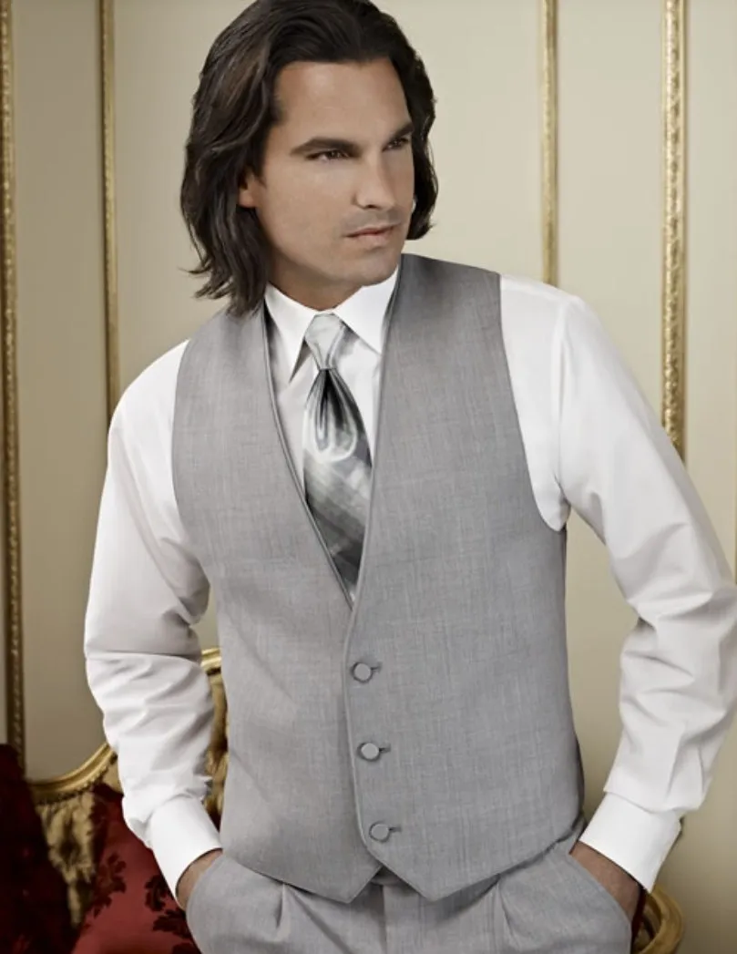 

Wedding Vest Light Gray Custom Made 2022 Wool Bleed Groom