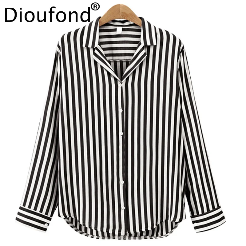Женская рубашка блузка Dioufond повседневная офисная в полоску с v-образным вырезом и
