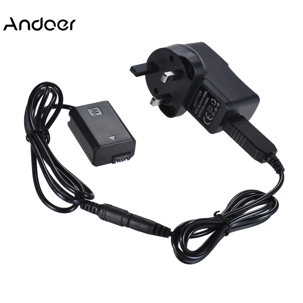 Andoer NP-FW50 Аккумулятор Адаптер муляж батарея + 5 В 3 А USB адаптер питания кабель