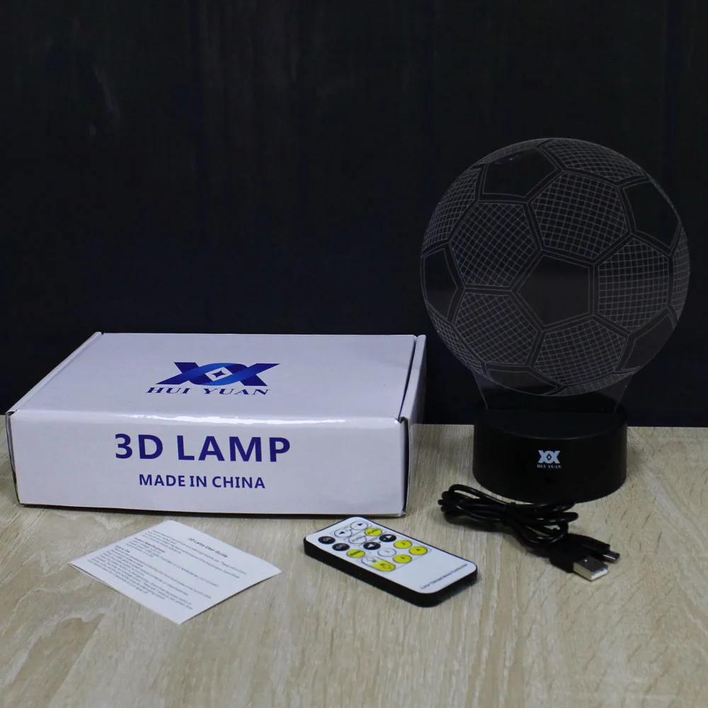3D иллюзия Футбол Дистанционное управление LED Настольная настольный ночник 7