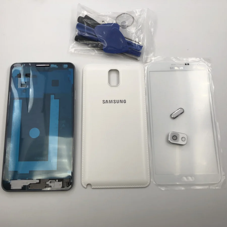 Note3 полный корпус ободок крышка чехол для samsung Galaxy Note 3 N900 N900V N900A передняя рамка+ ЖК Переднее стекло+ батарейный отсек
