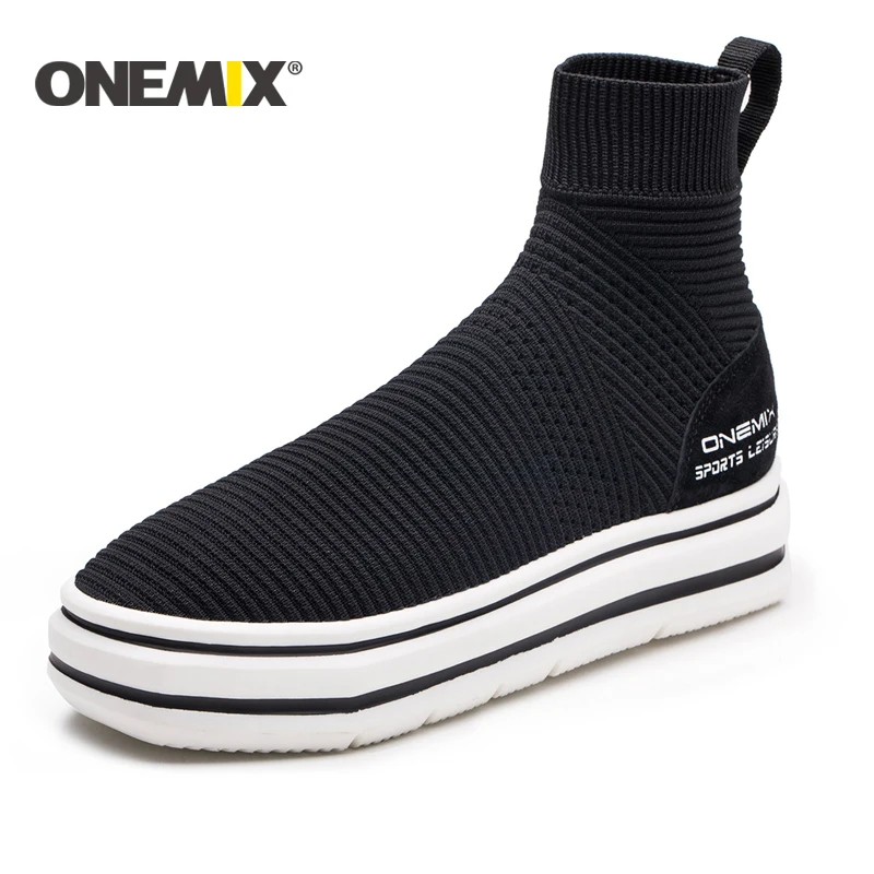 

Onemix new sock ankle boots men height increasing walking shoes for women outdoor trekking men running shoes free shipping