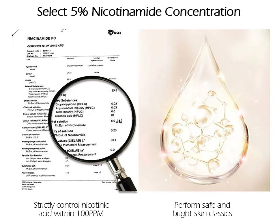 Одежда кожи лица Сыворотка Nicotinamide отбеливание ярче жидкая Гиалуроновая кислота сужает поры укрепляющая эссенция лица красота