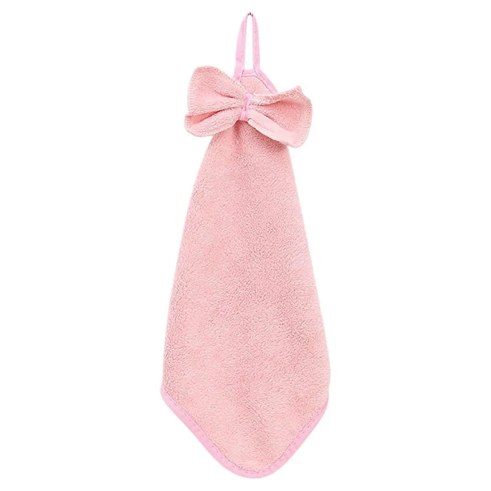 Pink Новое плотное полотенце для рук с узлом-бабочкой из мультфильма, удобное кухонное полотенце карамельных цветов из полиэстера и нейлона, 29x29 см - Цвет: Pink