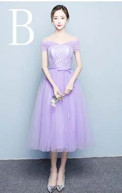 Robe mariage Тюль Новая мода чай Длина Размер Лаванда Лилия вечернее платье подружки невесты вечернее платье для женщин H4112 - Цвет: B