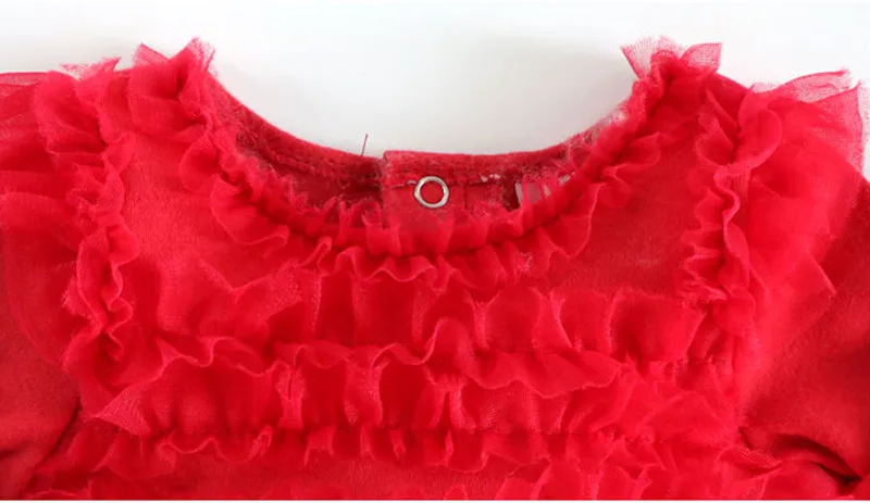 Платье с длинным рукавом и оборками для маленьких девочек кружевное детское