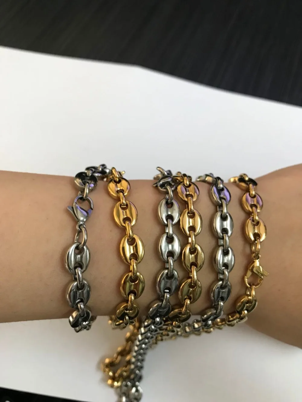 THE BLING KING 8 мм пыхтел Mariner Звено Цепи и браслет набор позолоченный посеребренный хип-хоп, панк украшения для мужчин 22,5 см и 55 см