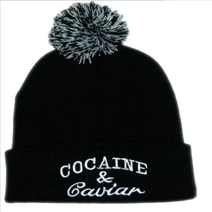 Новый стиль Cocain &amp Caviar Beanies с мячом хип-хоп кепка мужские теплые вязаные шапки для