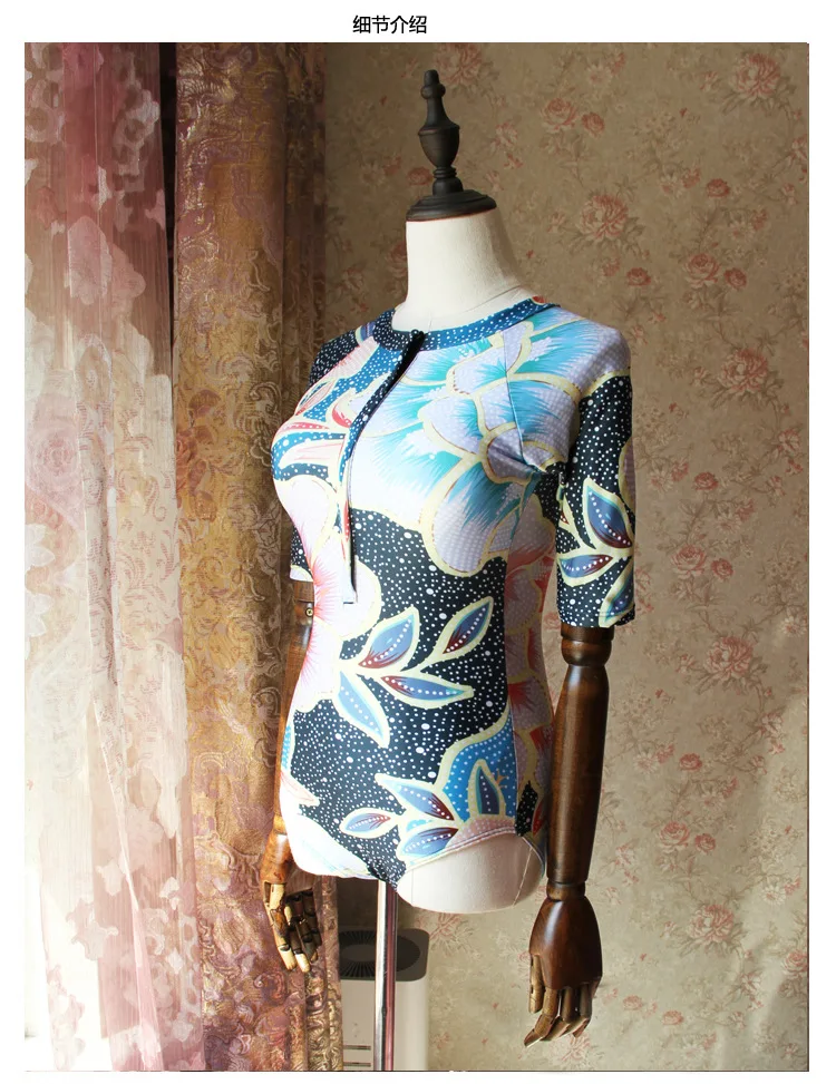 2019 новое поступление с принтом и рукавами до локтя купальники Цельный купальник