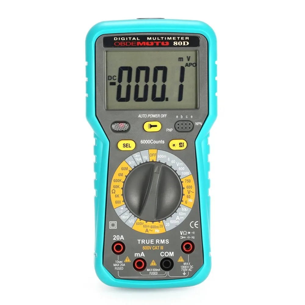 Цифровой Multimeter80D 6000 отсчетов мультиметр True RMS AC/DC Вольт Ампер Ом диод емкости