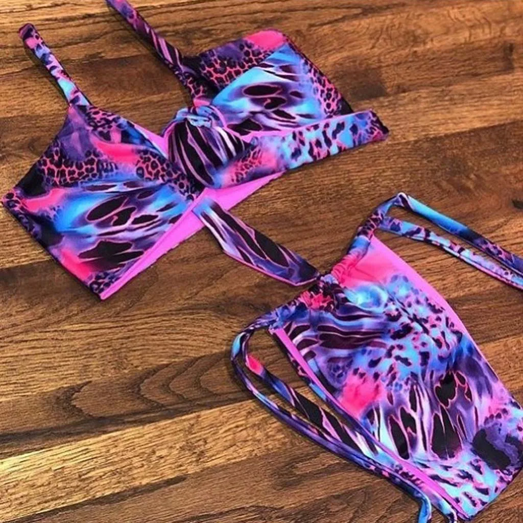 Женский купальник бикини SAGACE с бантиком и повязкой на голову пуш ап бразильский