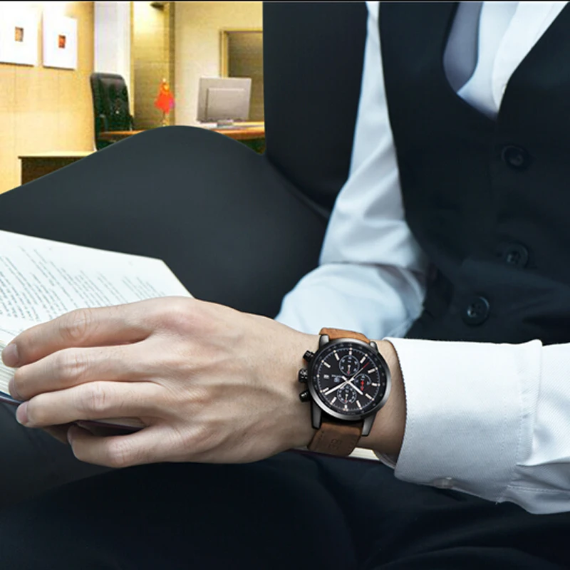 

BENYAR Watches Men Fashion Waterproof Business Calendar Black Dress Quartz Wrist Watch Leather Clock Man Saat Relogio Masculino