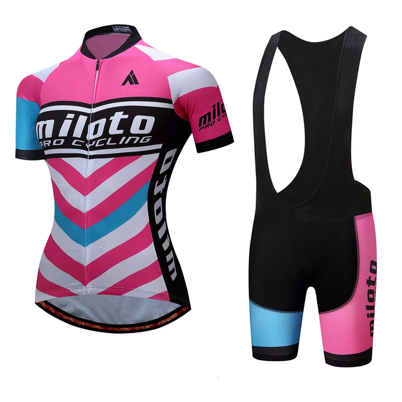 Для женщин MTB Велосипеды Джерси с коротким рукавом и шорты Bib Комплект/Pro Женщина
