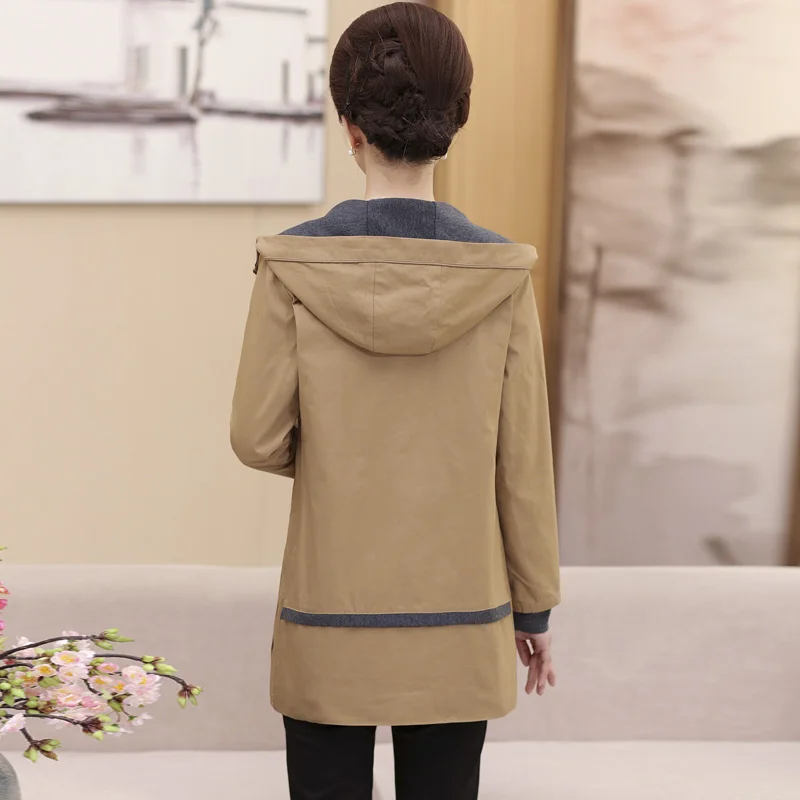 2020 Autumn Windbreakers Womens Casual Hooded Coats Women High Quality Trench Coat Middle-aged Plus Size Outerwear | Женская одежда