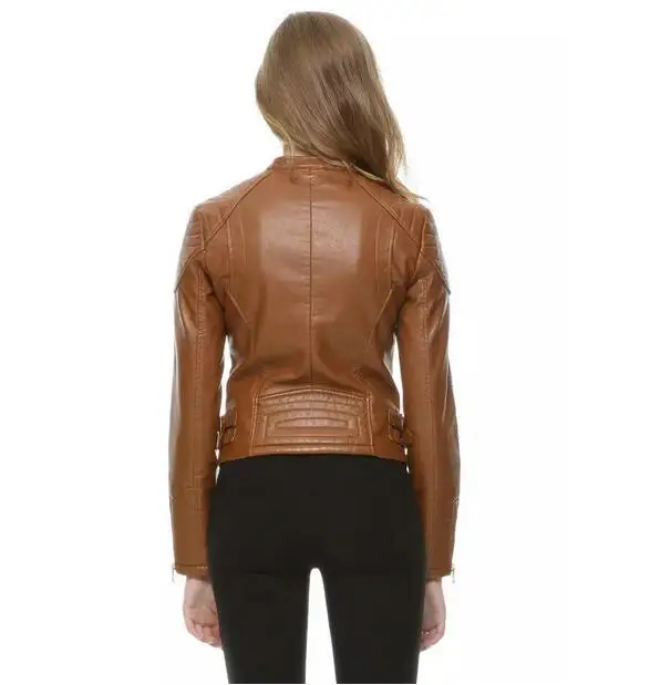 

Autumn New Collar Collar Motorcycle PU Leather Slim Female Leather Jacket Short Paragraph Coat Jacket High Quality Free Shipping