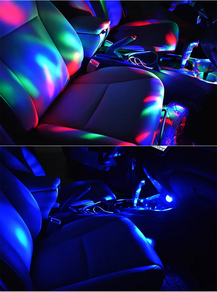 Led USB автомобильный атмосферный свет 5 в RGB мини романтические 3 Вт праздничные