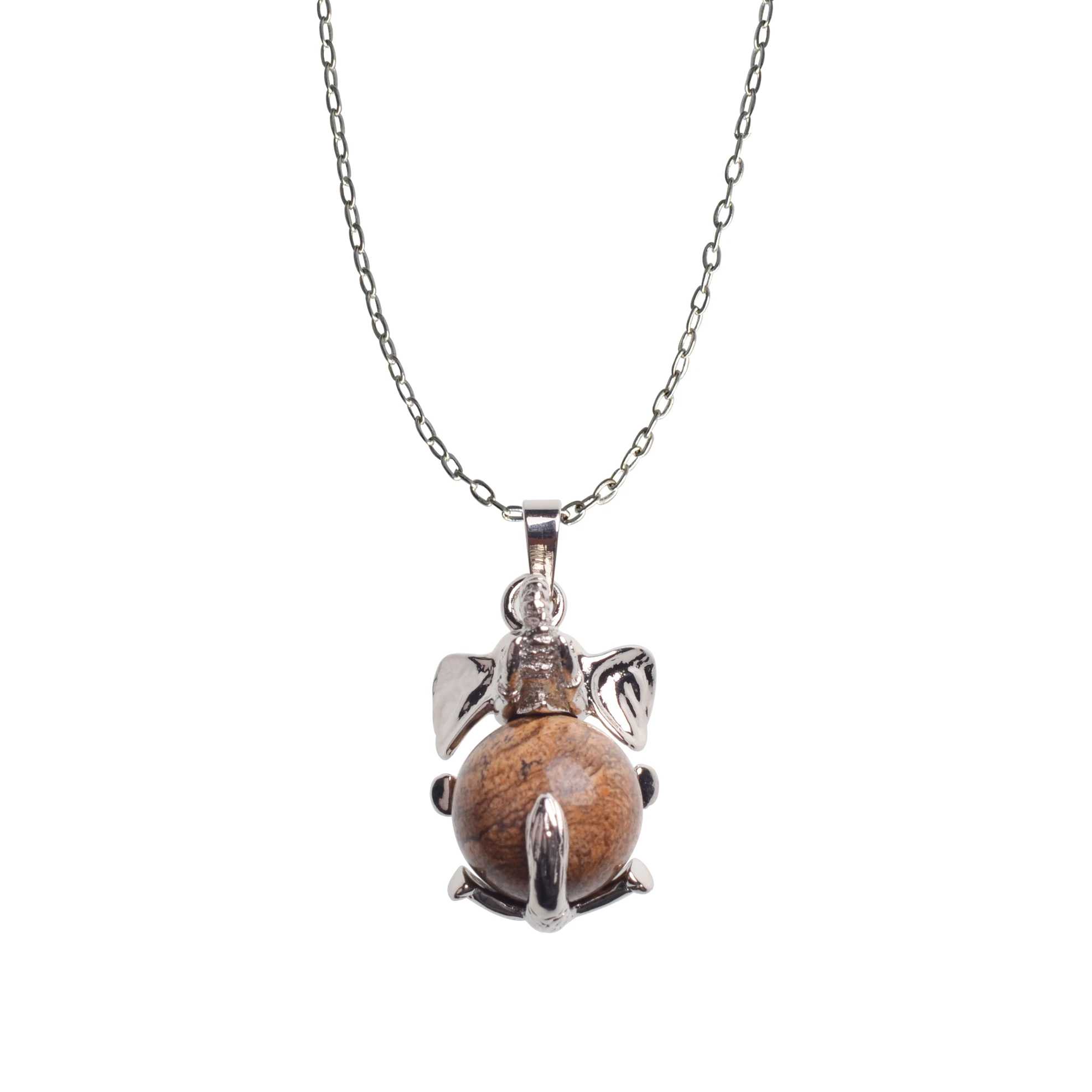 Popular Natural Stone Non-Porous Rose Pink Necklace Pendant Cute Little Elephant Cartoon Image FemaleJewelry Gift | Украшения и