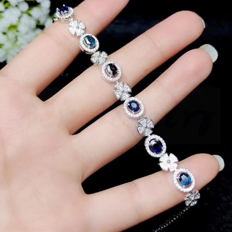 Браслет цепочка с сапфировым камнем 925 карат * 6 шт.|sapphire natural|sapphire densityshipping time |