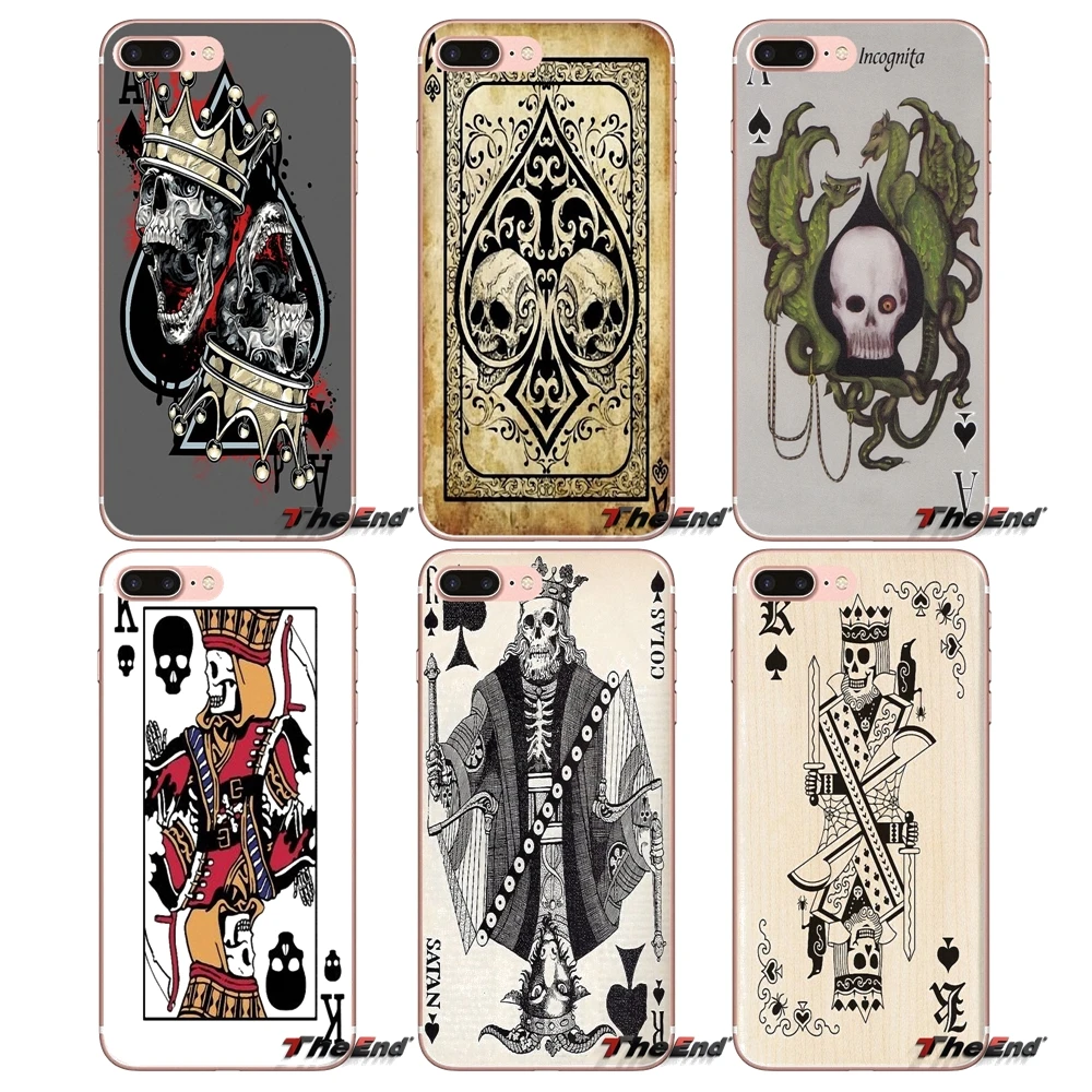 Силиконовый чехол для Samsung Galaxy S3 S4 S5 MINI S6 S7 edge S8 Plus Note 2 3 4 5 Grand Core Prime Ace of Spades Skull Tattoo|ace