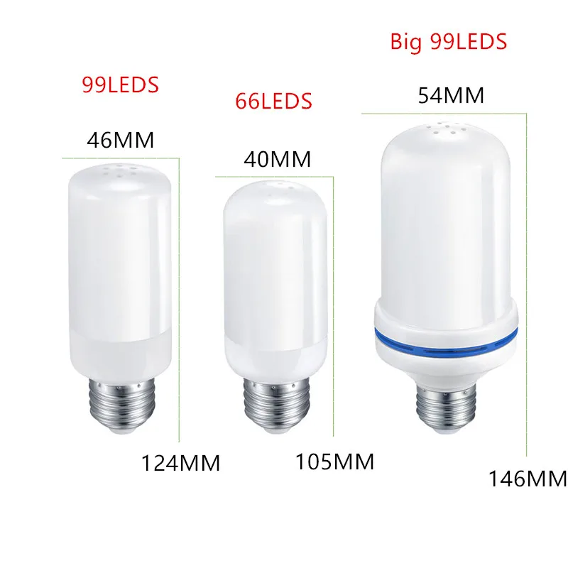 Светодиодный светильник с пламенем E27 SMD2835 AC85-265V 1400-1600K Мерцающая эмуляция огней 66 светодиодный S 99 светодиодный S декоративный