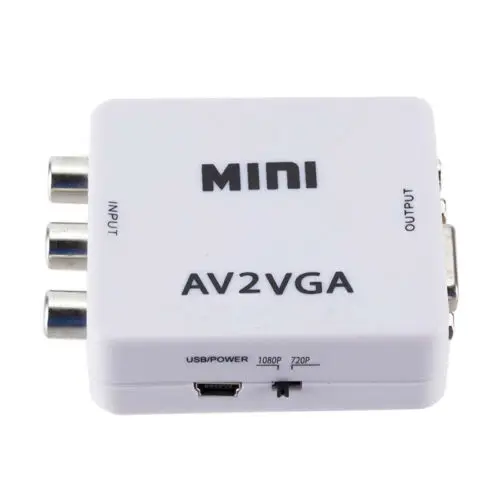 New Mini HD AV2VGA Video Converter Box AV RCA CVBS To VGA HDTV Adapter |