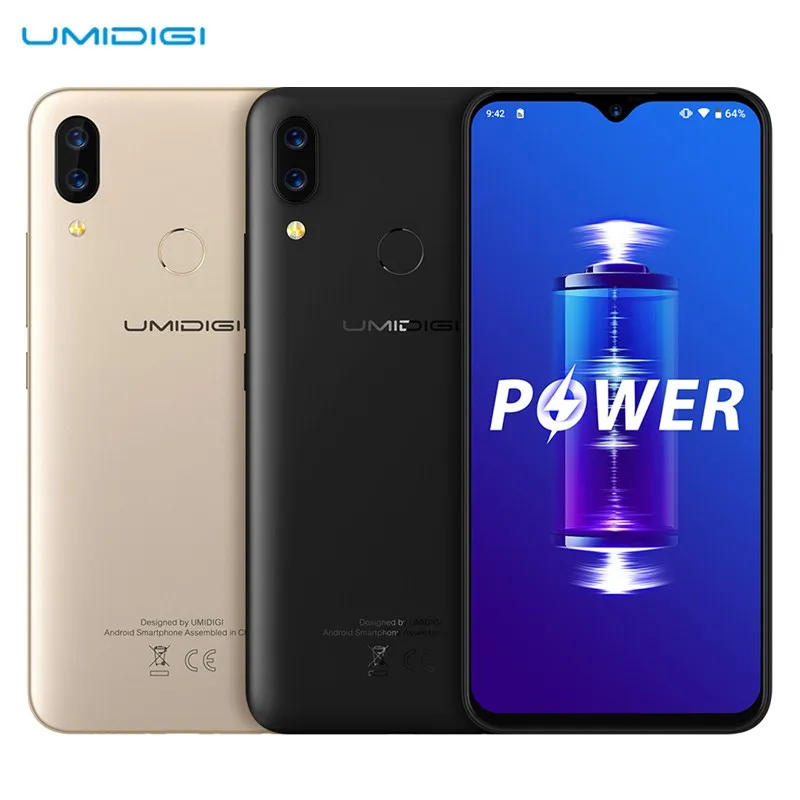 UMIDIGI POWER 4G смартфон 6 3 дюймов Android 9 0 Helio P35 Восьмиядерный 2 ГГц 4 Гб ОЗУ 64 ПЗУ 16 Мп
