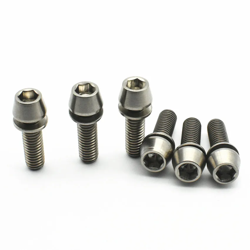 M6 x16/18/20mm Titanium bolts 4 Stem Handle Bar Gold color Cone w/ washe Headed Hexagon Socket Ti screws 4pcs | Обустройство дома