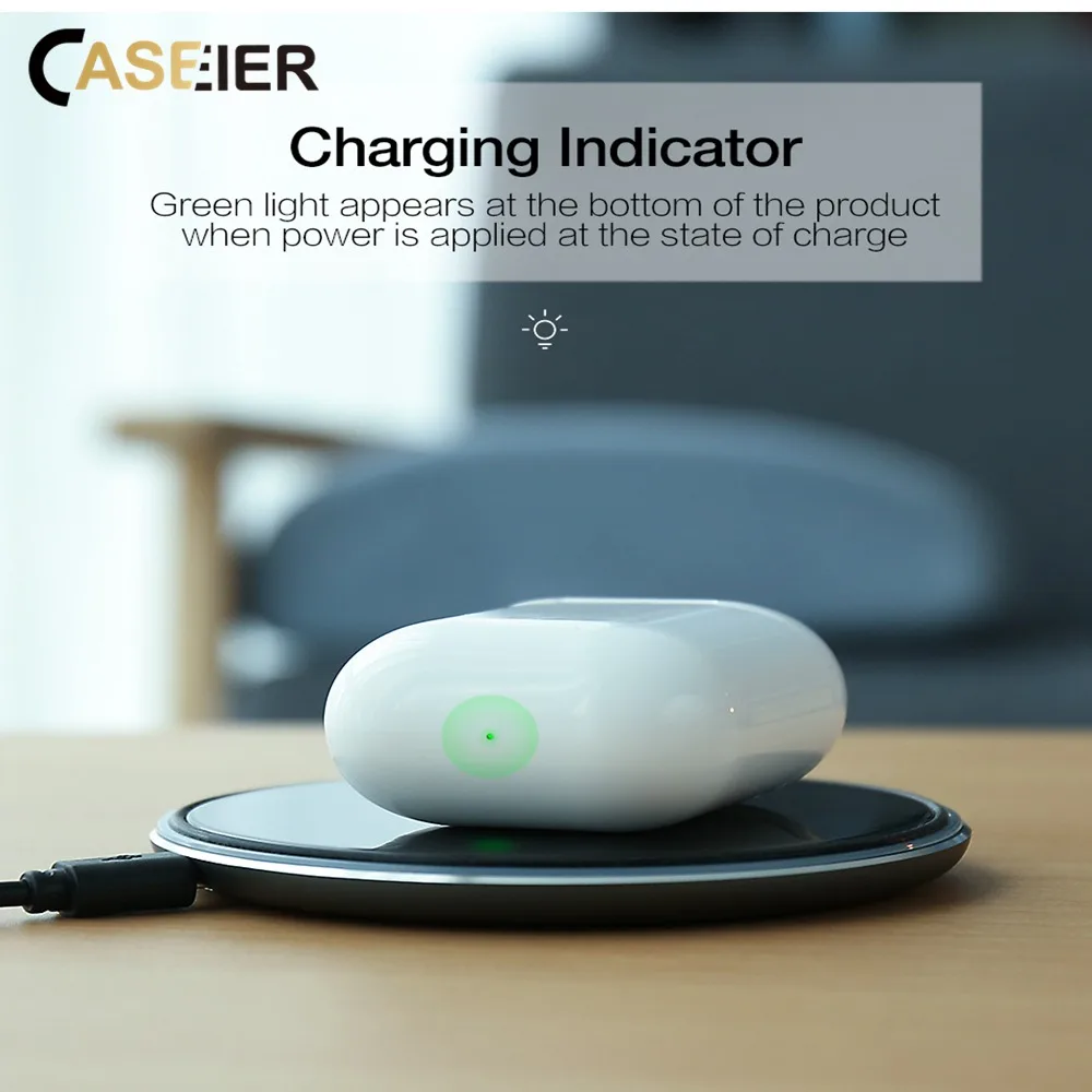 Caseier Qi Беспроводная зарядная коробка для AirPods защитная сумка Беспроводная Быстрая зарядка коробка приемник для Airpod Earpods чехол Зарядное устройство