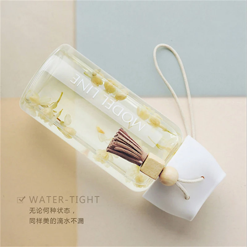 1 шт. Портативный Творческий Стекло бутылка для воды с кисточкой напитка лимонный