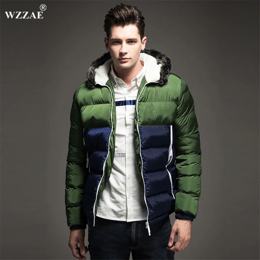 Green WZZAE новая мужская куртка, смешанные цвета, осенняя и зимняя куртка, Мужская плотная одежда с капюшоном, Мужская модная повседневная куртка на молнии - Цвет: Green