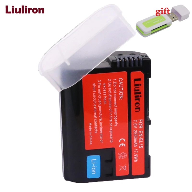 1battery 2550 мА/ч, EN-EL15 ENEL15 RU EL15 EN-EL15A RU EL15A Камера Батарея для цифровых зеркальных фотокамер Nikon D600 D610 D800 D800E D810 D7000 D7100 D7200 L15 - Цвет: 1battery