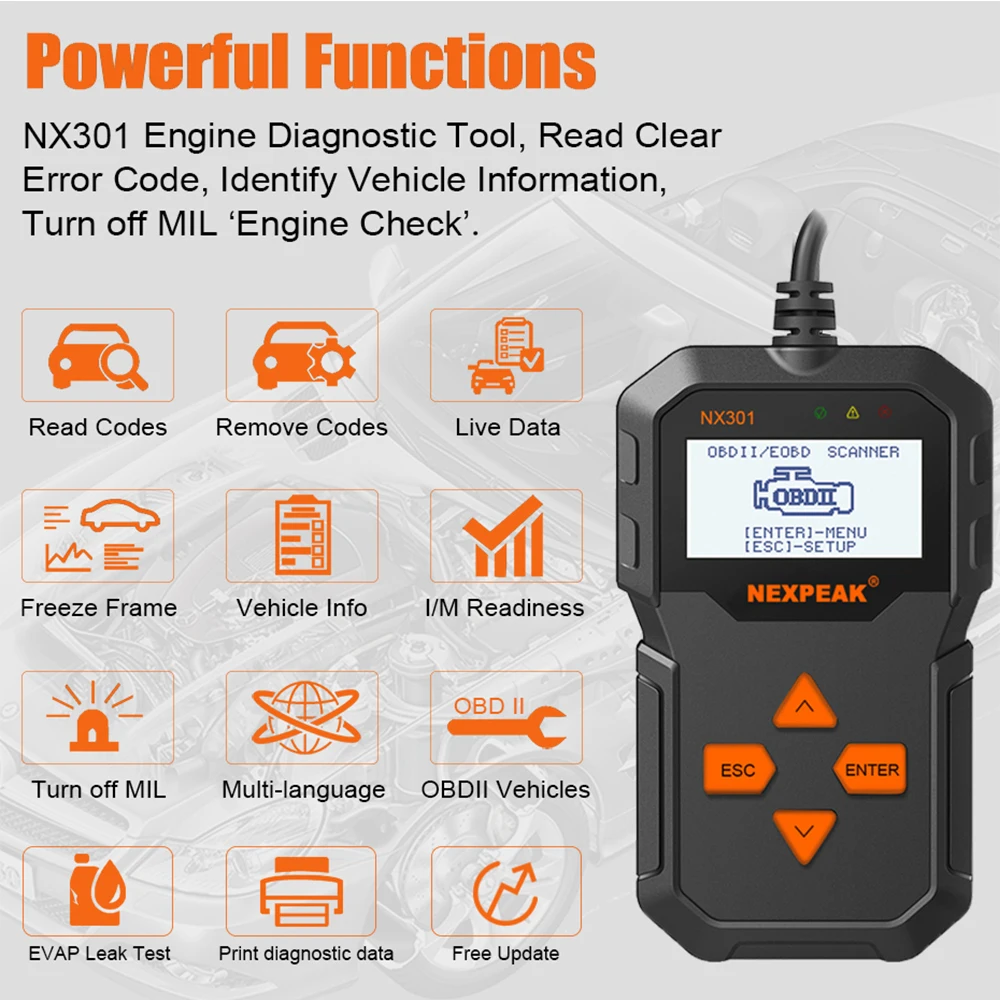 Nexpeak OBD2 Авто Автомобильная сканер автомобиля диагностический инструмент