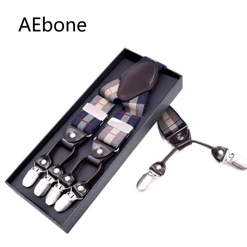 Подтяжки мужские AEbone, кожаные, с 6 зажимами, 48,75 дюйма, Sus06 от AliExpress WW