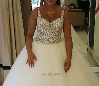 Роскошное Свадебное платье стразы 2016 бальное на бретельках свадебные платья