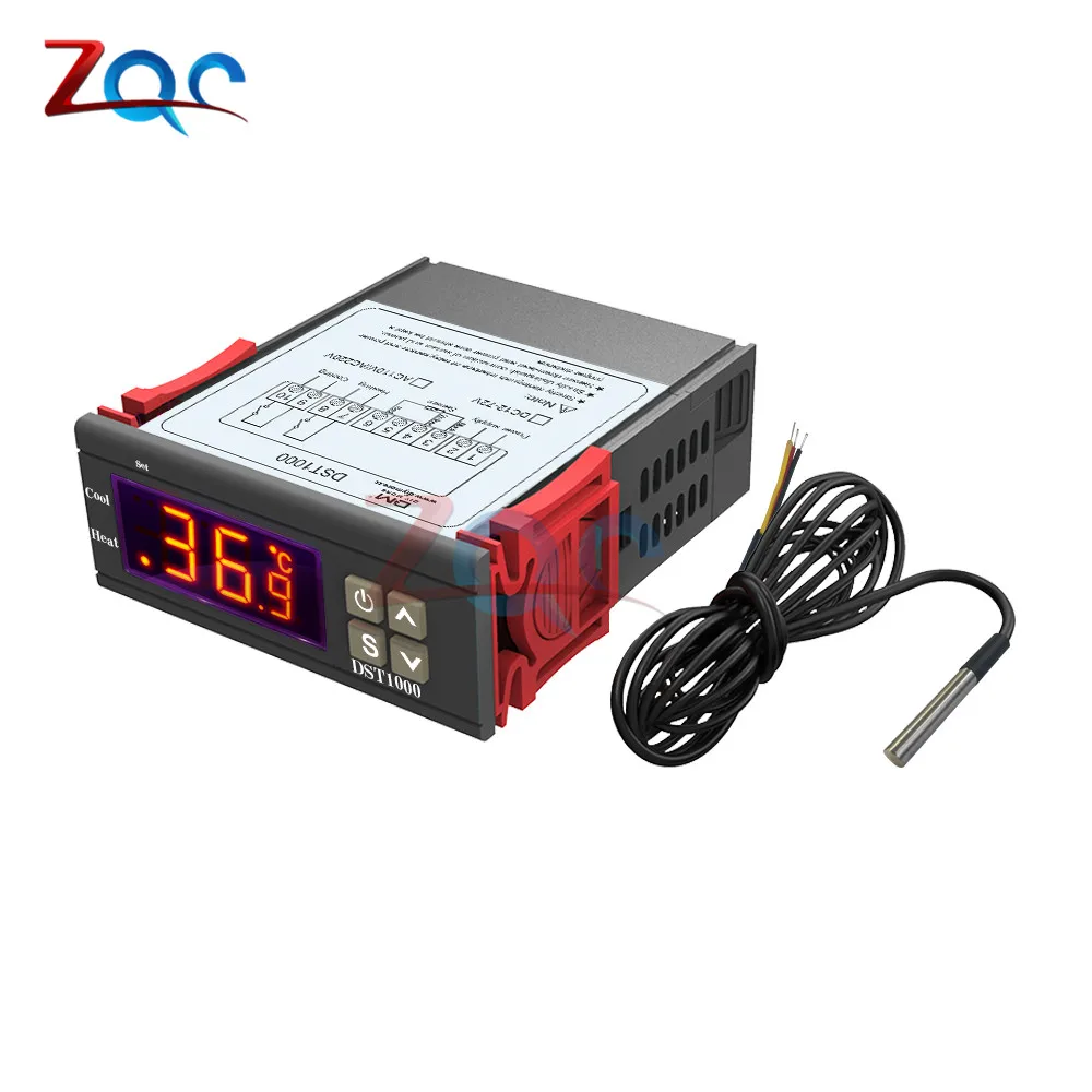 DST1000 Single Display Digital Temperature Control Controller Thermostat DS18B20 Sensor Waterproof DC 12V-72V Replace STC-1000 |