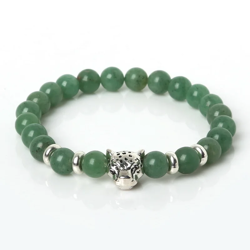 8 мм браслет из натурального камня и с белым говлит Малахит Лава камень Леопард