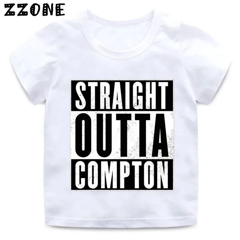 Футболка с принтом NWA Straight Out Compton для мальчиков и девочек детские летние белые топы, футболка детская повседневная одежда HKP558