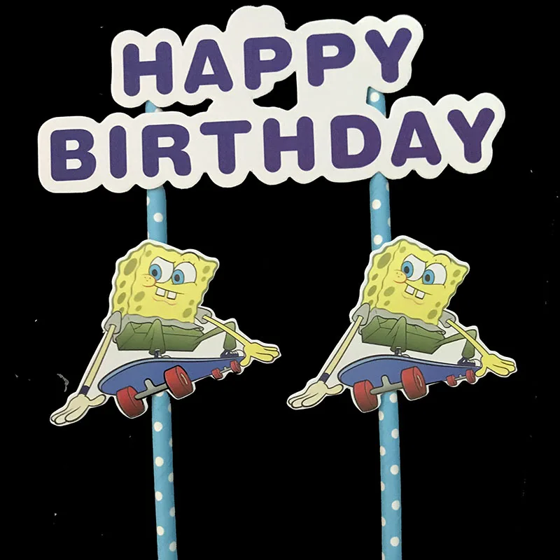 1 компл./лот &quotГубка Боб&quot торт Топпер День рождения украшения с изображением