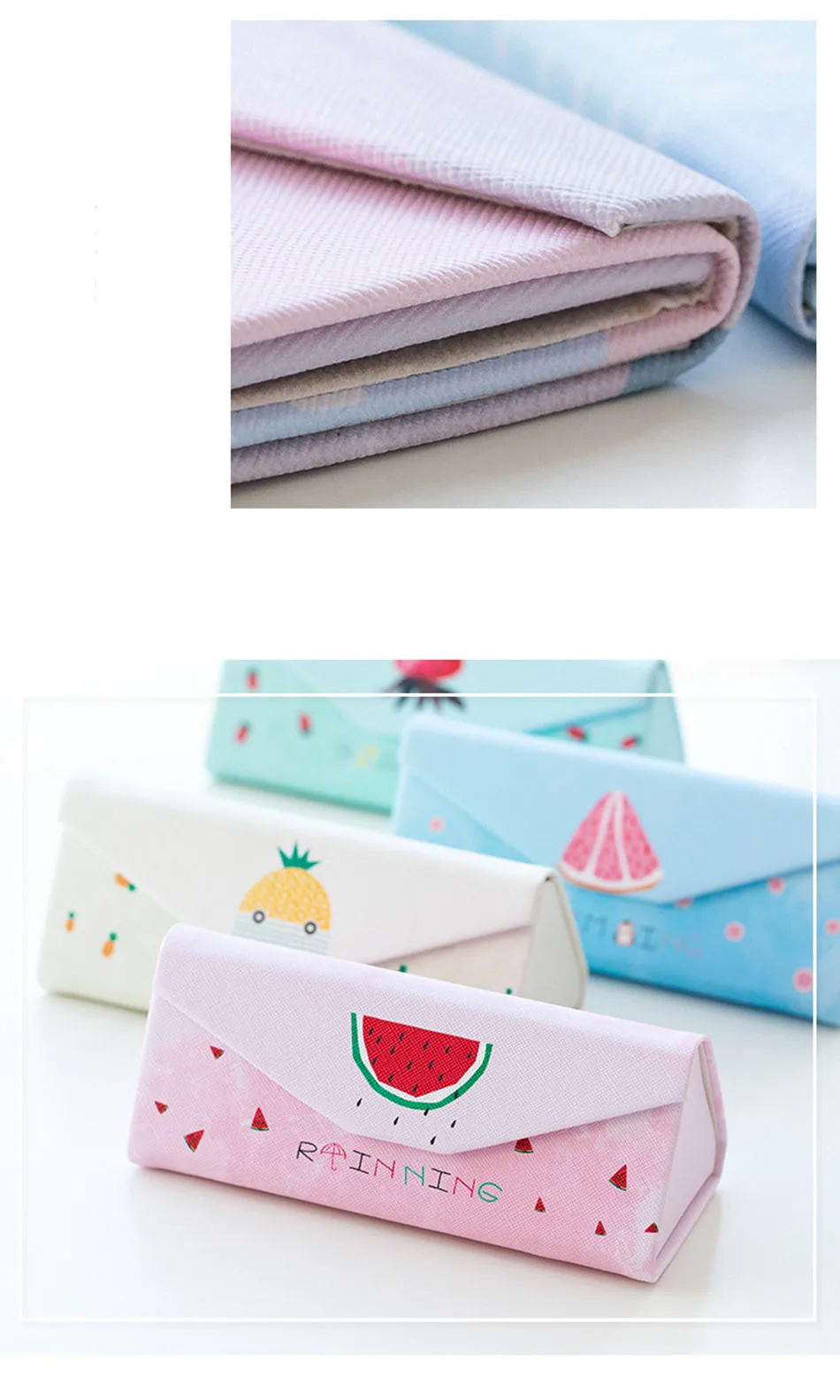 AudWhale Cute Style Sunglasses Case Fold PU Leather Simple Spectacle Case Cute Girls Portable Glasses Cases